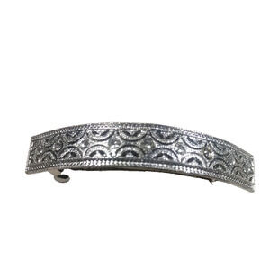 Silver Tone Rhinestone Hair Barrette Tension Clip Wedding Party